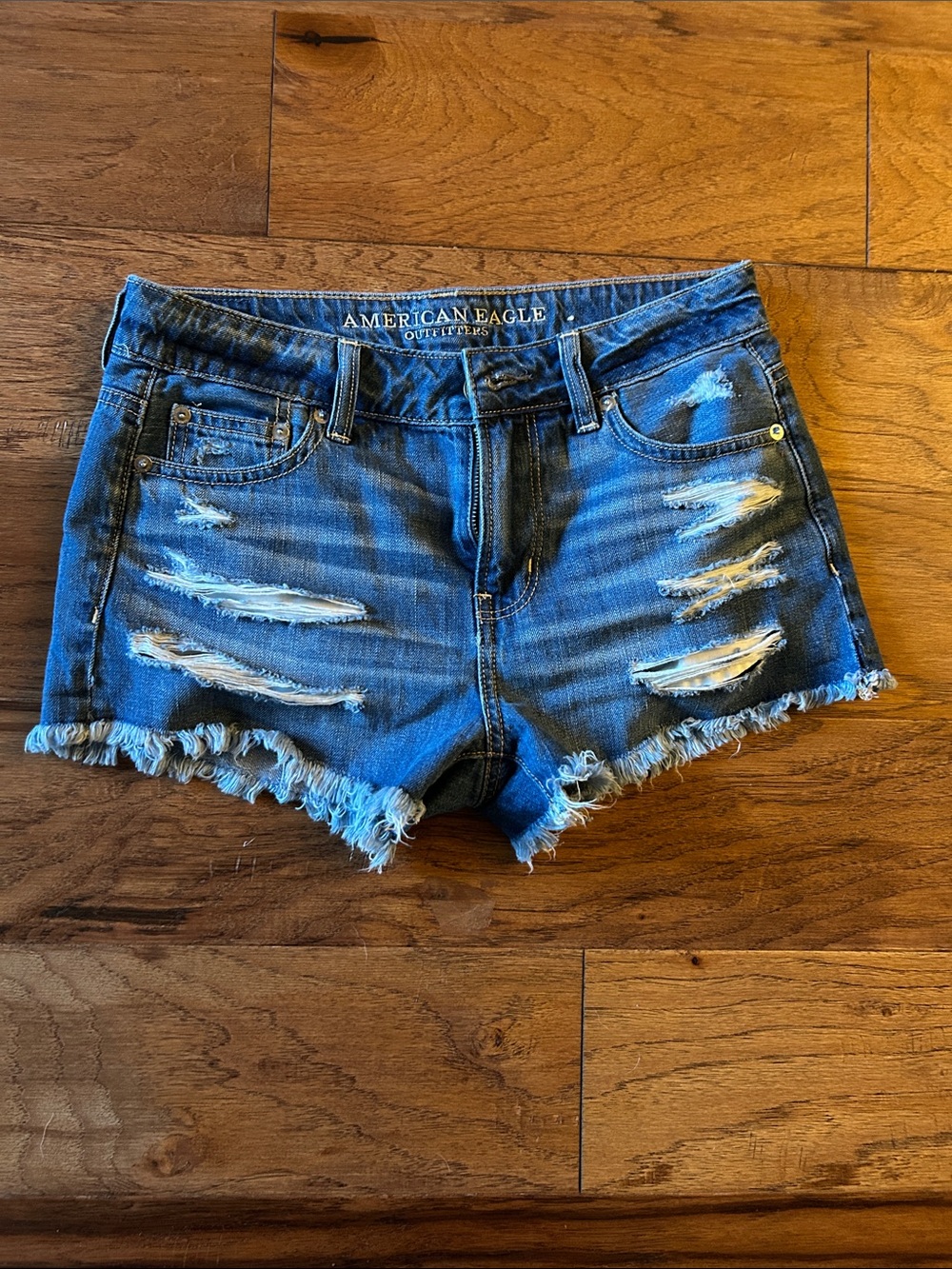 American Eagle Outfitters Distressed Blue Denim Cutoff Shorts